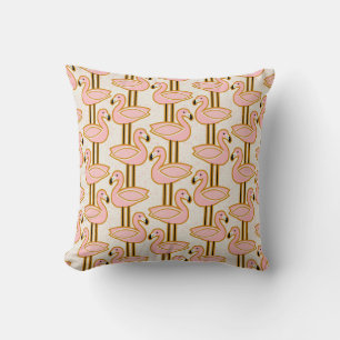 Mid century flamingo throw pillow