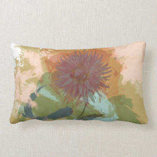 Mid Century Floral Abstract Blush Mint Green Gold Lumbar Pillow