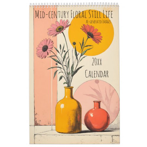 Mid-century Floral Still Life Single-page Calendar
