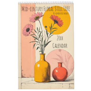 Mid-century Floral Still Life Single-page Calendar