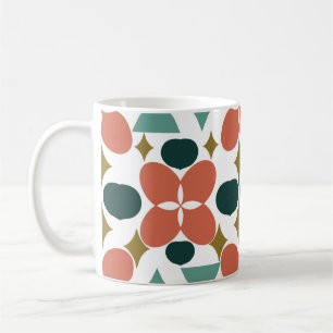 Mid Century Flower Diamond Pattern Coffee Mug
