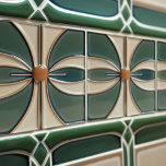 Mid-Century Flower Symmetry Arts Crafts Movement Ceramic Tile<br><div class="desc">This exquisite mid-century modern ceramic tile is a loving homage to the time-honored Arts and Crafts movement. Expertly crafted in our Barcelona workshop, it features abstract symmetrical shapes and imitates the captivating allure of mid-century modern faux relief tiles. The symmetrical designs echo a harmonious balance, the ideal expression of abstract...</div>