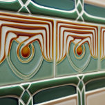 Mid-Century Flower Symmetry Arts Crafts Movement Ceramic Tile<br><div class="desc">This exquisite mid-century modern ceramic tile is a loving homage to the time-honored Arts and Crafts movement. Expertly crafted in our Barcelona workshop, it features abstract symmetrical shapes and imitates the captivating allure of mid-century modern faux relief tiles. The symmetrical designs echo a harmonious balance, the ideal expression of abstract...</div>