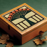 Mid-Century Flower Symmetry Arts Crafts Movement Ceramic Tile<br><div class="desc">This exquisite mid-century modern ceramic tile is a loving homage to the time-honored Arts and Crafts movement. Expertly crafted in our Barcelona workshop, it features abstract symmetrical shapes and imitates the captivating allure of mid-century modern faux relief tiles. The symmetrical designs echo a harmonious balance, the ideal expression of abstract...</div>