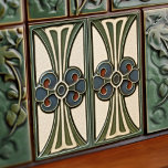 Mid-Century Flower Symmetry Arts Crafts Movement Ceramic Tile<br><div class="desc">This exquisite mid-century modern ceramic tile is a loving homage to the time-honored Arts and Crafts movement. Expertly crafted in our Barcelona workshop, it features abstract symmetrical shapes and imitates the captivating allure of mid-century modern faux relief tiles. The symmetrical designs echo a harmonious balance, the ideal expression of abstract...</div>
