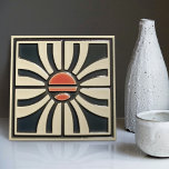 Mid-Century Flower Symmetry Arts Crafts Movement Ceramic Tile<br><div class="desc">This exquisite mid-century modern ceramic tile is a loving homage to the time-honored Arts and Crafts movement. Expertly crafted in our Barcelona workshop, it features abstract symmetrical shapes and imitates the captivating allure of mid-century modern faux relief tiles. The symmetrical designs echo a harmonious balance, the ideal expression of abstract...</div>