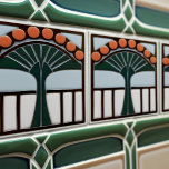 Mid-Century Flower Symmetry Arts Crafts Movement Ceramic Tile<br><div class="desc">This exquisite mid-century modern ceramic tile is a loving homage to the time-honored Arts and Crafts movement. Expertly crafted in our Barcelona workshop, it features abstract symmetrical shapes and imitates the captivating allure of mid-century modern faux relief tiles. The symmetrical designs echo a harmonious balance, the ideal expression of abstract...</div>