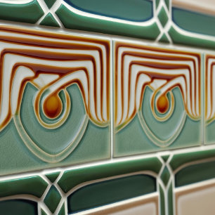 Mid-Century Flower Symmetry Arts Crafts Movement Ceramic Tile