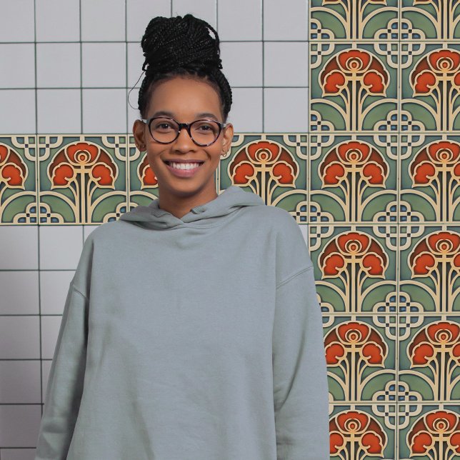 Mid-Century Flower Symmetry Arts Crafts Movement Ceramic Tile (Creator Uploaded)