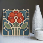 Mid-century Flower Symmetry Arts Crafts Movement Ceramic Tile at Zazzle