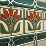 Mid-century Flower Symmetry Arts Crafts Movement Ceramic Tile at Zazzle
