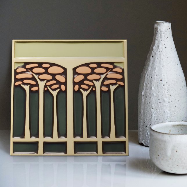 Mid-Century Flower Symmetry Arts Crafts Movement Ceramic Tile (Creator Uploaded)