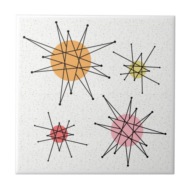 Mid Century Franciscan Starburst 8 Ceramic Tile (Front)
