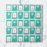 Mid Century Funky Blocks 2 Aqua, Teal and Orange Ceramic Tile<br><div class="desc">Take a trip back in time with this design with blocks and stars inspired by the Mid-Century and Atomic Era. Perfect for those who love retro and vintage style. It is also a great gift for Birthdays and Christmas.</div>