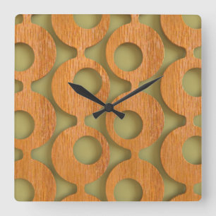 Mid-Century Furniture Pattern Square Wall Clock