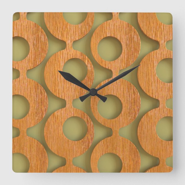 Mid-Century Furniture Pattern Square Wall Clock (Front)