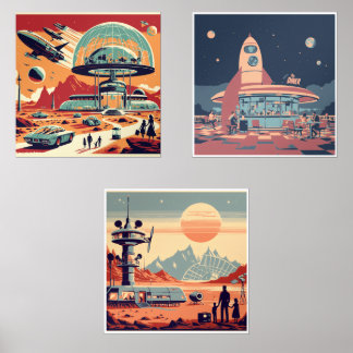 Mid-Century Futurismus Wall Art Sets
