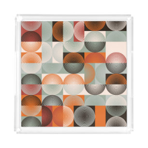 Mid-century geometric, abstract colorful pattern. acrylic tray