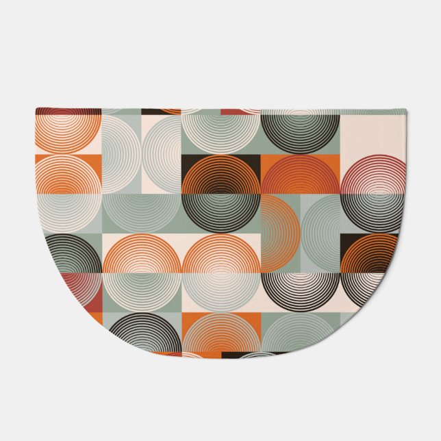 Mid-century geometric, abstract colorful pattern. doormat (Front)