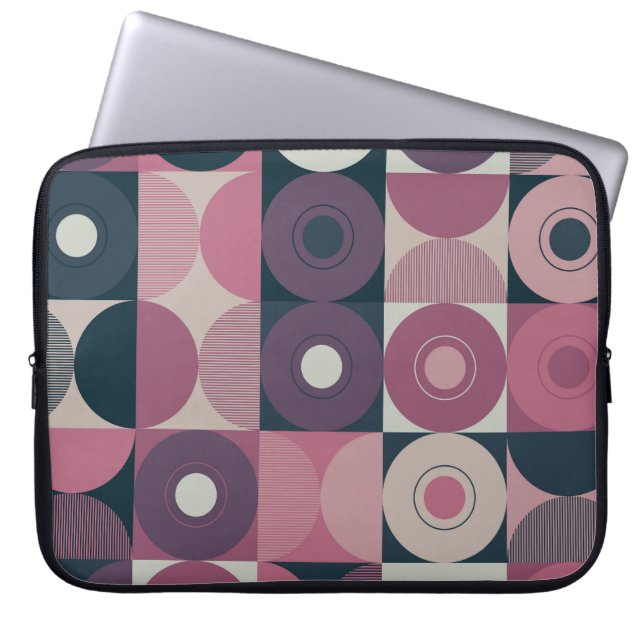 Mid-century geometric: abstract colorful pattern laptop sleeve (Front)
