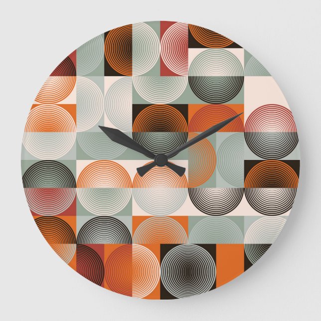 Mid-century geometric, abstract colorful pattern. large clock (Front)
