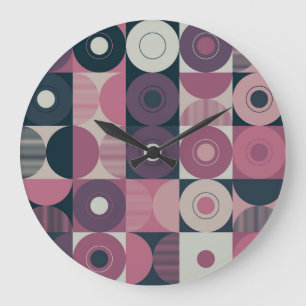Mid-century geometric: abstract colorful pattern large clock