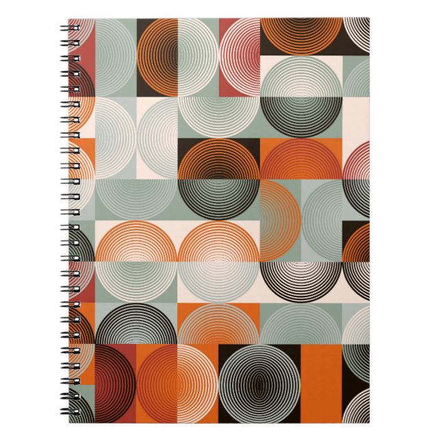 Mid-century geometric, abstract colorful pattern. notebook (Front)