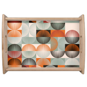 Mid-century geometric, abstract colorful pattern. serving tray