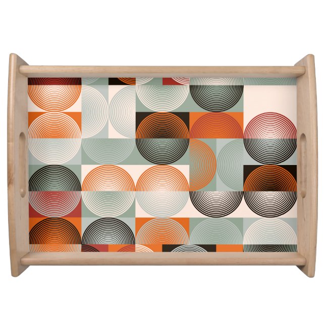 Mid-century geometric, abstract colorful pattern. serving tray (Front)