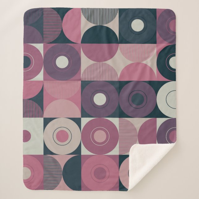 Mid-century geometric: abstract colorful pattern sherpa blanket (Front)