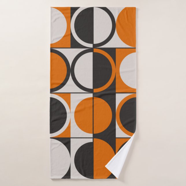 Mid-century geometric abstract pattern with simple bath towel (Bath Towel)