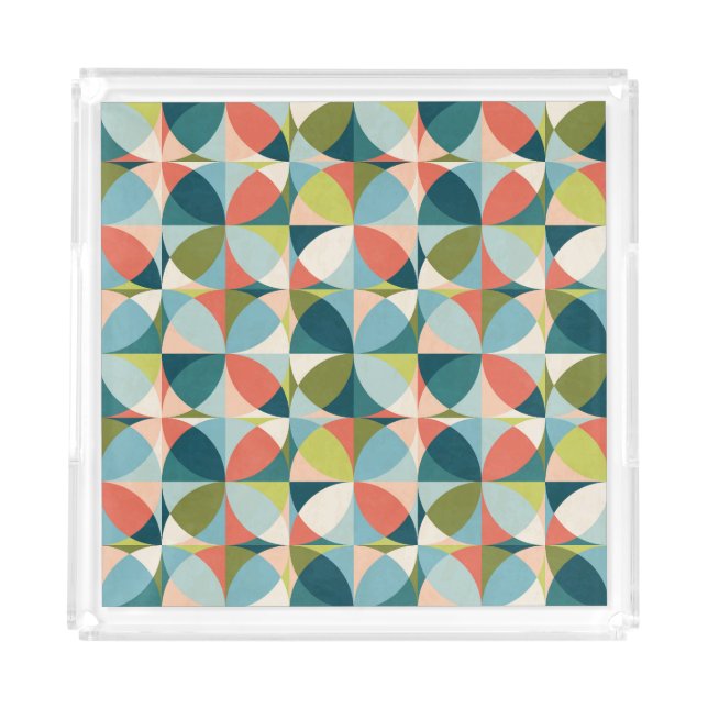 Mid-Century Geometric, Abstract Seamless Design. Acrylic Tray (Front)