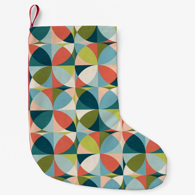 Mid-Century Geometric, Abstract Seamless Design. Small Christmas Stocking (Front)