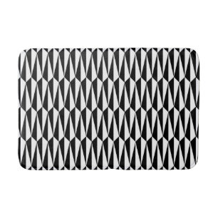 Mid-Century geometric, black and white Bathroom Mat