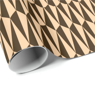Mid-Century geometric, chocolate and peach Wrapping Paper