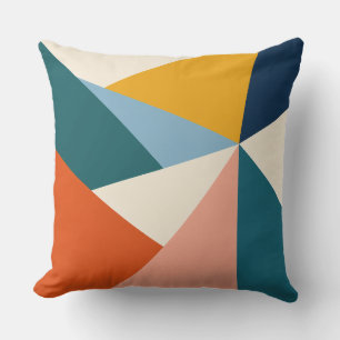 Mid Century Geometric Color Planes Throw Pillow