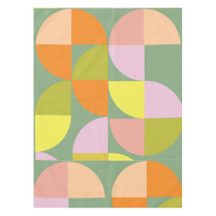 Mid Century Geometric Design Green Yellow Pink Tablecloth