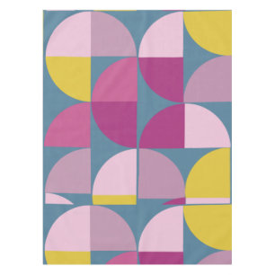 Mid Century Geometric Design Purple Yellow Blue Tablecloth