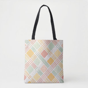 Mid-Century Geometric Design with Dots and Lines Tote Bag