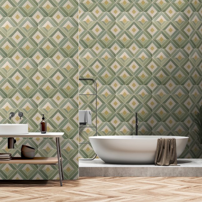 Mid-Century Geometric Diamond Pattern Wallpaper