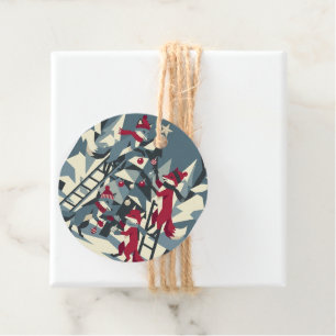 Mid Century Geometric   Fox Family Winter I Favor Tags