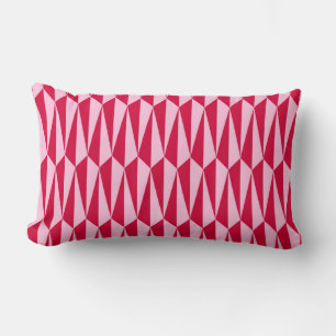 Mid-Century geometric, fuchsia and pink Lumbar Pillow
