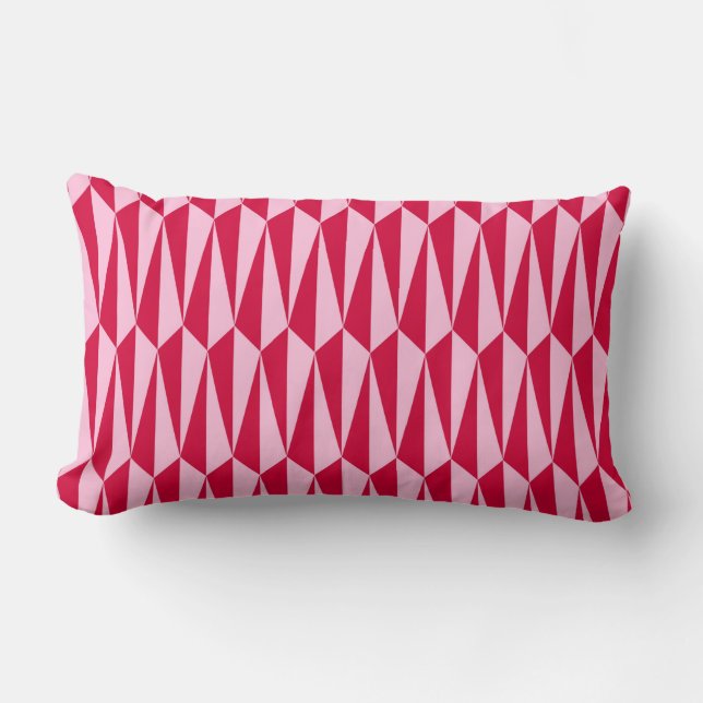 Mid-Century geometric, fuchsia and pink Lumbar Pillow (Front)