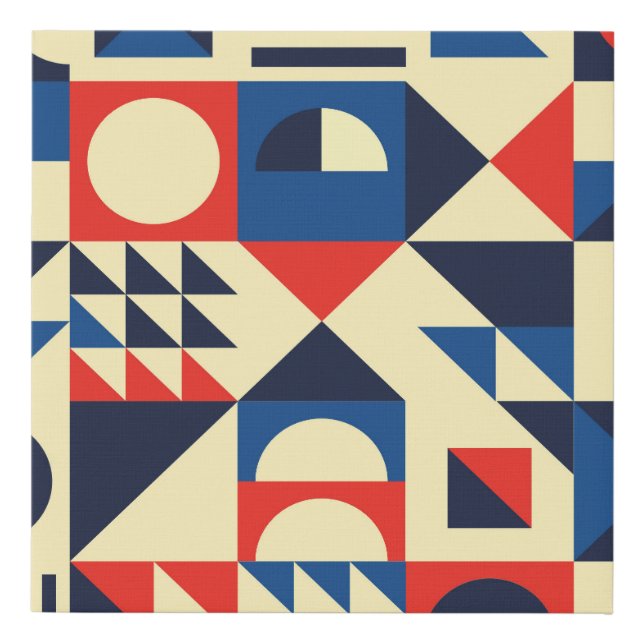 Mid-Century Geometric: Funky Retro Pattern. Faux Canvas Print (Front)