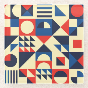 Mid-Century Geometric: Funky Retro Pattern. Glass Coaster