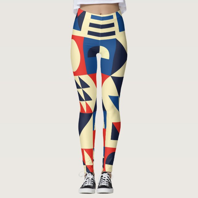 Mid-Century Geometric: Funky Retro Pattern. Leggings (Front)