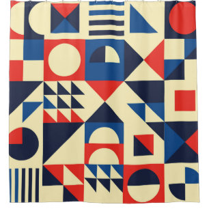 Mid-Century Geometric: Funky Retro Pattern. Shower Curtain