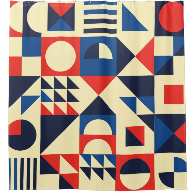Mid-Century Geometric: Funky Retro Pattern. Shower Curtain (Front)