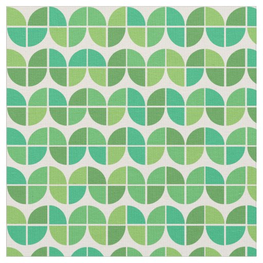 Mid Century Geometric Green Shapes Pattern  Fabric