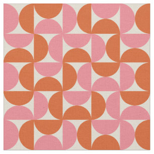 Mid Century Geometric Half Circles Pink Orange Fabric